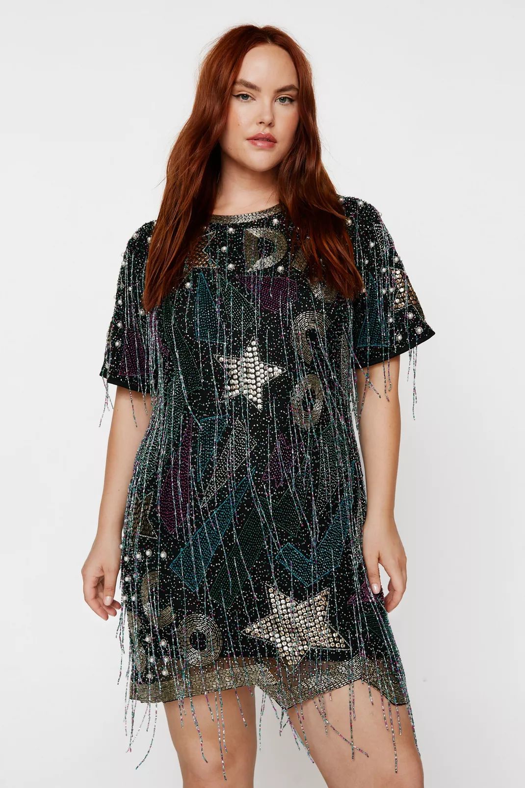 Plus Size Disco Tassel Beaded Mini Shift Dress | Nasty Gal US