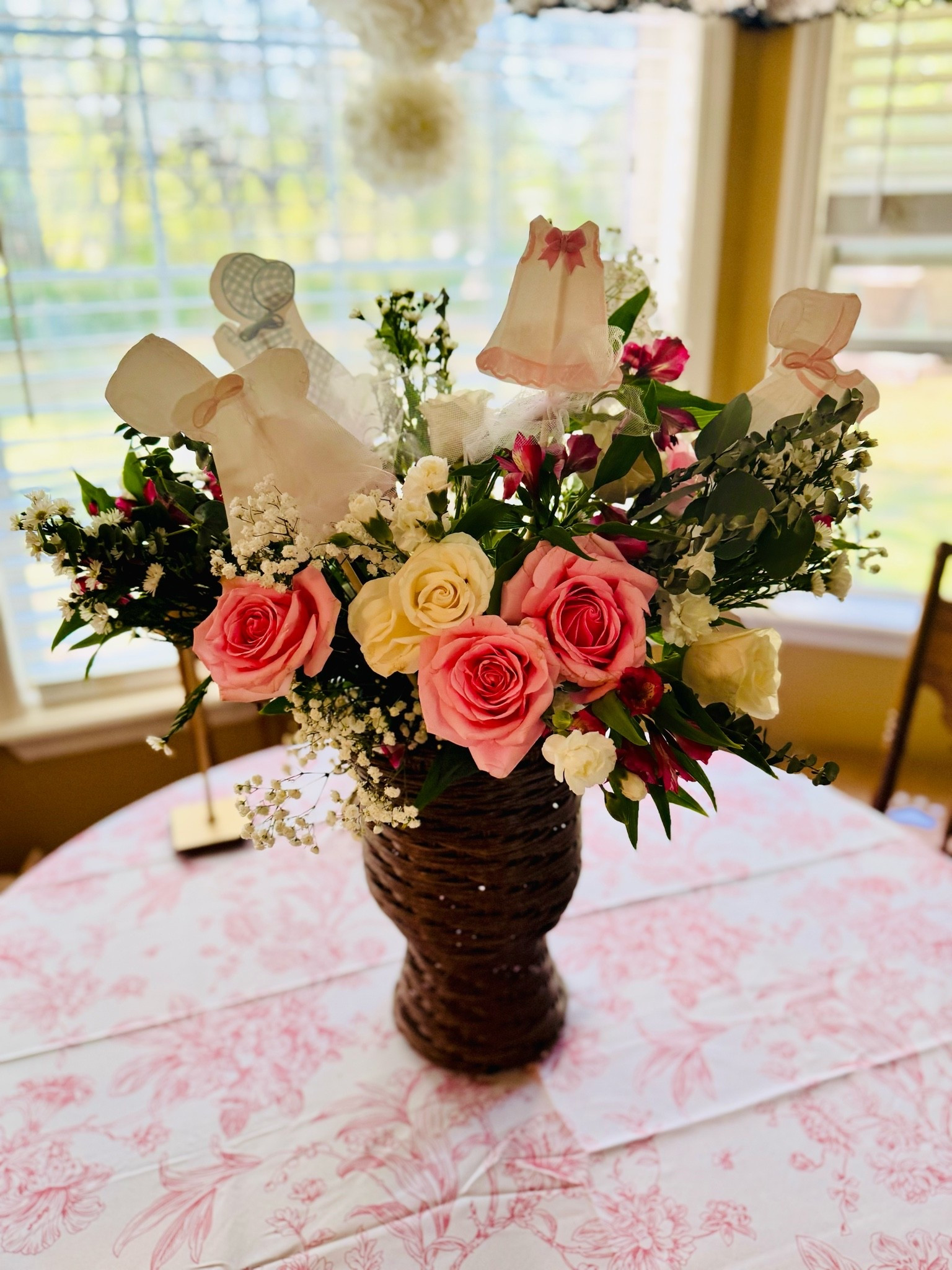 I multi-purposed this Etsy garland for my daughter’s first birthday! I used dowels and hot glue and put them in all the florals!