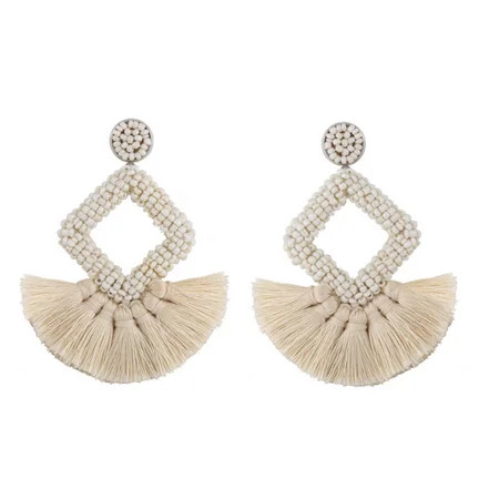 Bohemian Handmade Beaded Tassel Statement Earrings Lightweight Party Rattan Earrings For Women Girls | Walmart (US)