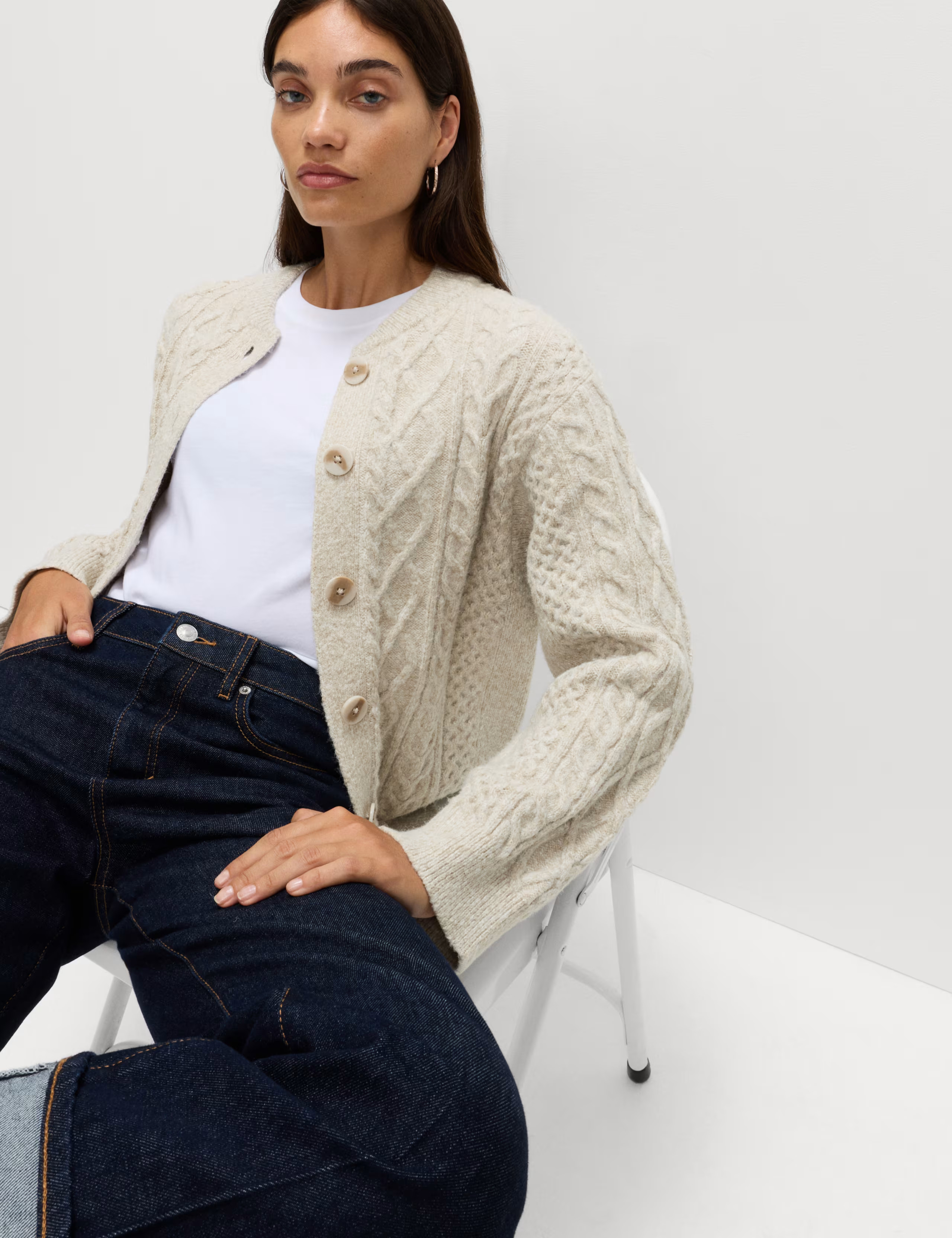 Cable Knit Button Front Cardigan | Marks & Spencer (UK)