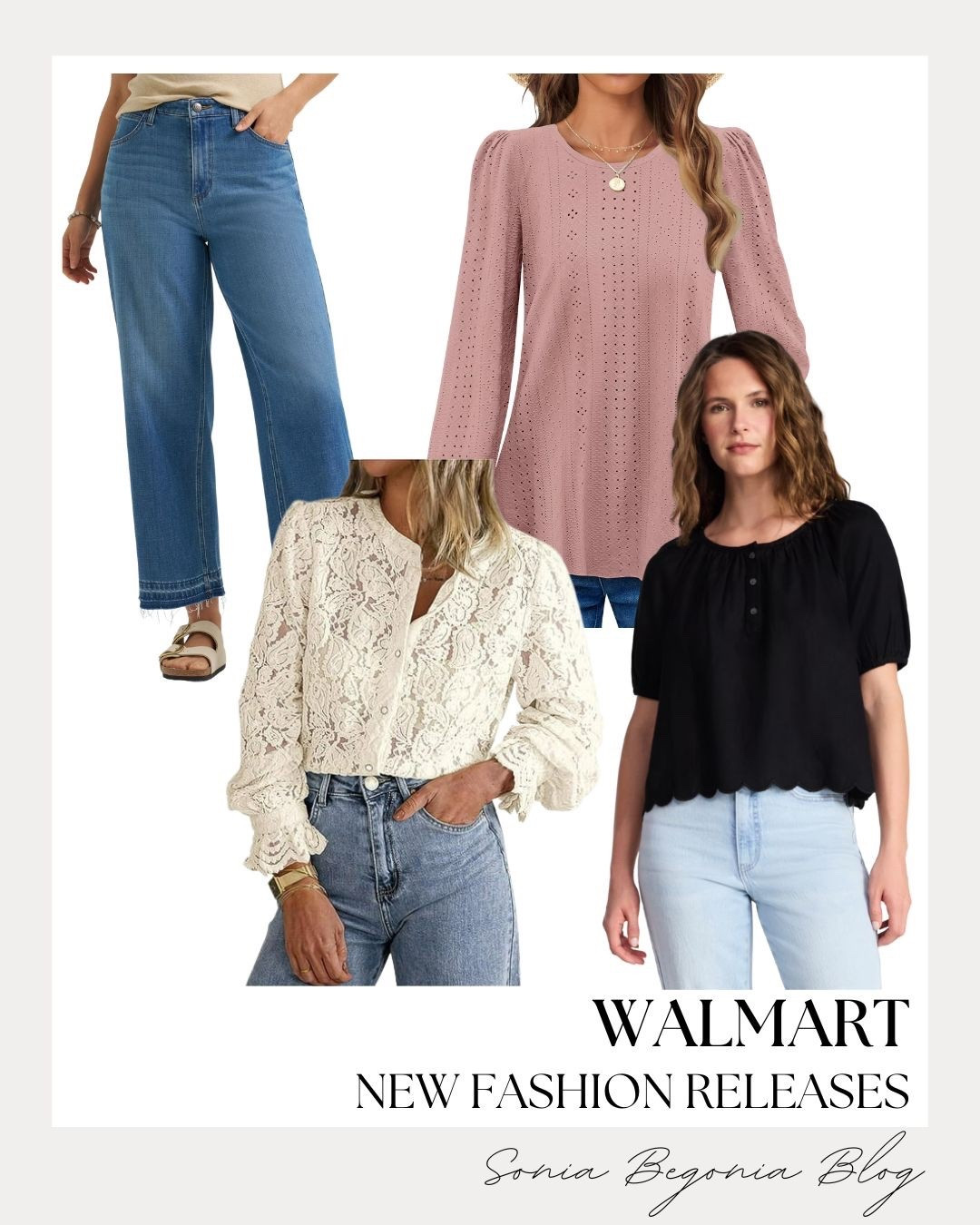 I am obsessed with these delicate lace and eyelet details from Walmart's newest collection! ✨ 

These feminine tops paired with classic wide-leg denim create the perfect elevated everyday look.
I love how these pieces transition seamlessly from a morning coffee run to a casual dinner. These budget-friendly finds are such a dream for a fresh spring wardrobe refresh!

#walmartfashion #springstyle #laceanddenim #walmartfinds #feminineoutfit #ltkunder50 #affordablefashion #springtrends #casualchic #styleinspo

#LTKSeasonal #LTKootd