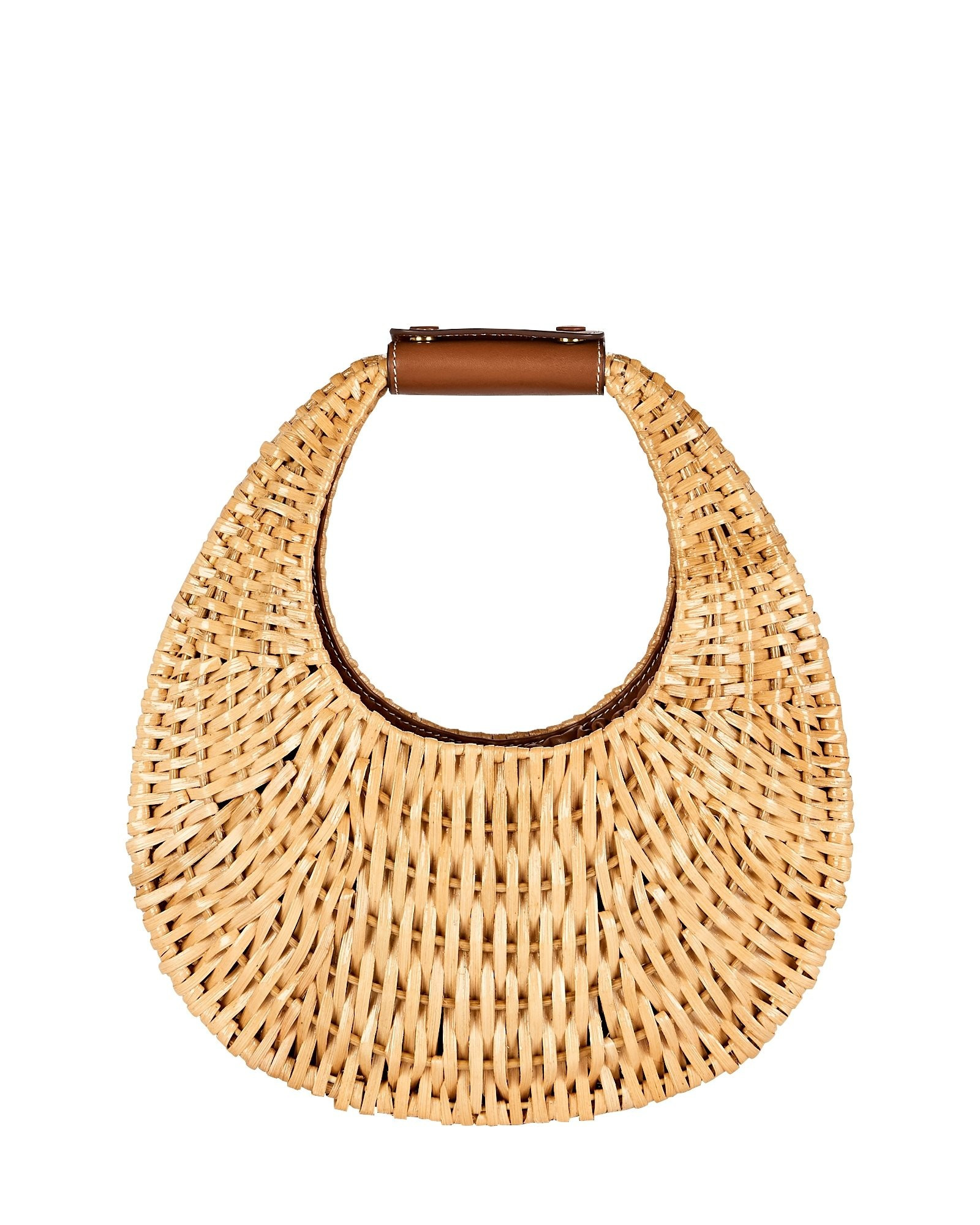 STAUD Moon Rattan Shoulder Bag, Beige 1SIZE | INTERMIX