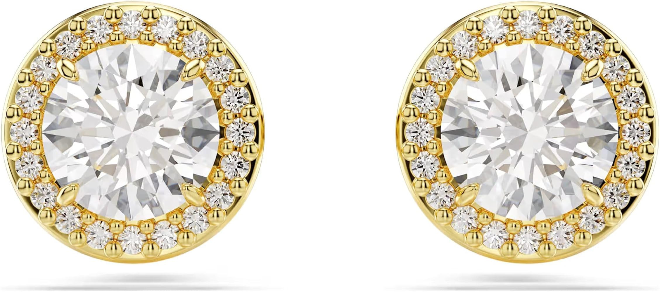 Swarovski Una Stud Earrings, Round Cut, Gold Tone, Gold-Tone Finished | Amazon (US)