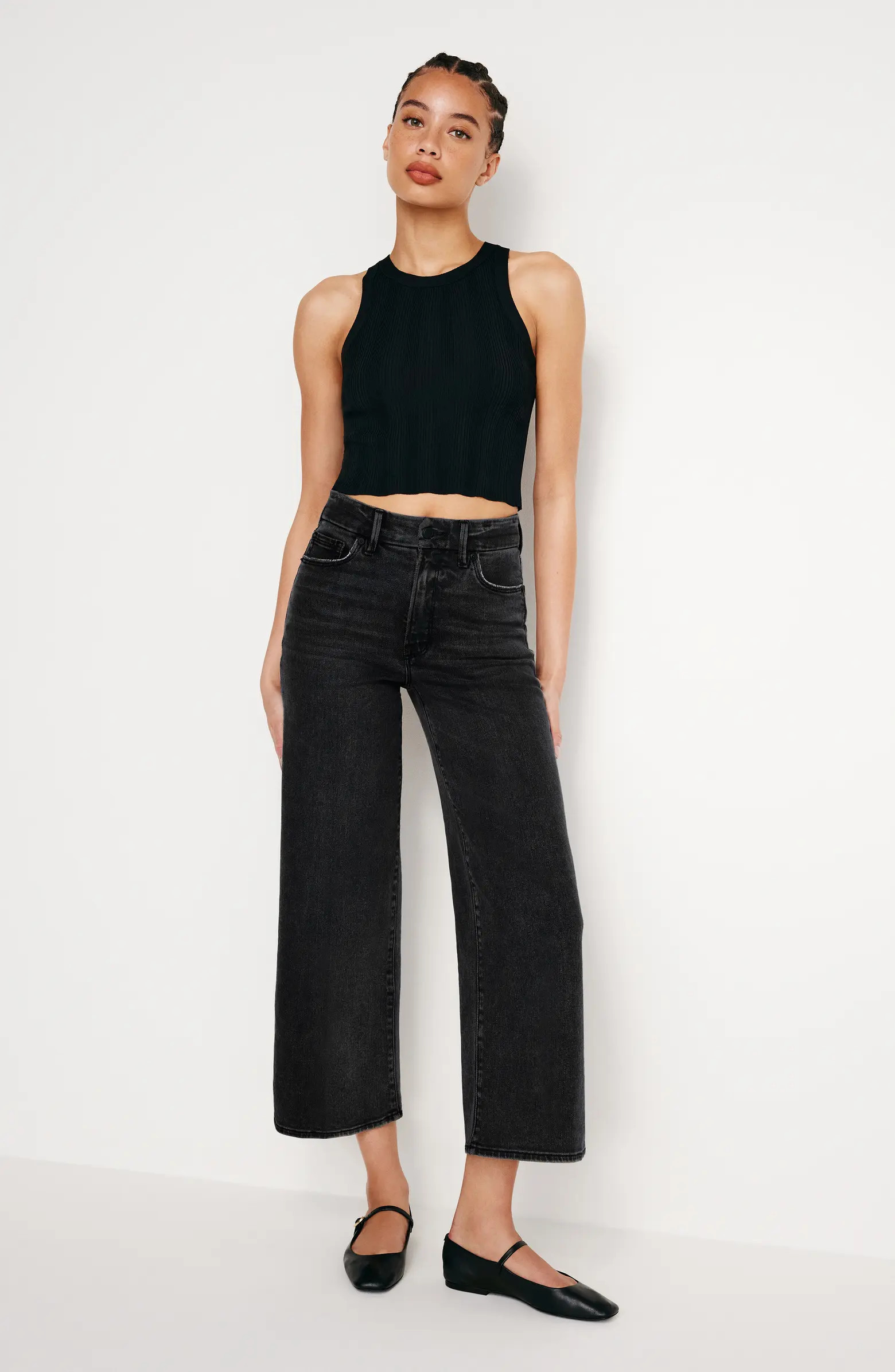 Good American Good Waist High Waist Crop Palazzo Jeans | Nordstrom | Nordstrom