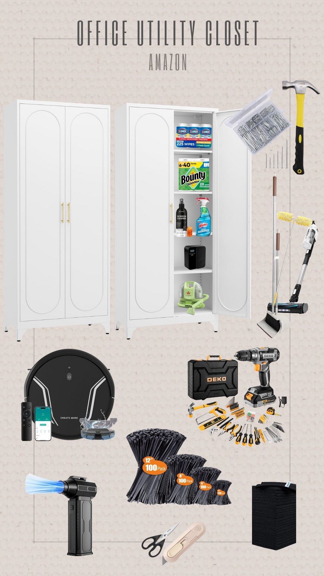 Office utility closet essentials from Amazon that keep everything clean, organized, and ready for work. Linking my favorite cleaning supplies, and must have gadgets for a functional workspace  

Cleaning supplies, Utility closet essentials, Vacuum, Storage, Audrie Dollins  

#LTKFamily #LTKHome