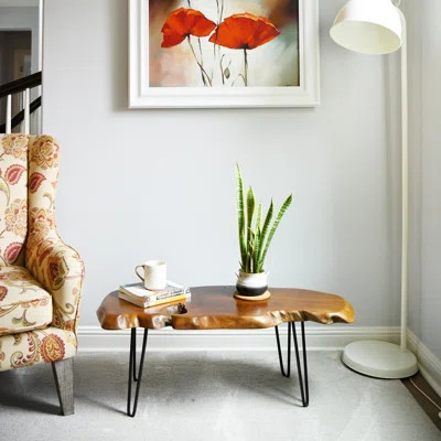 Live Edge Natural Teak Wood Coffee Table | Wayfair North America