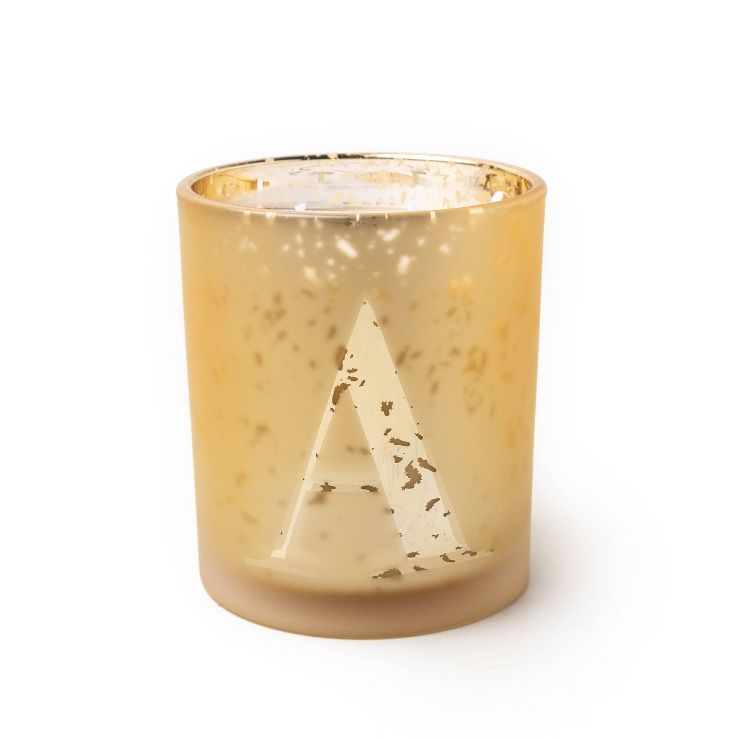 12oz Monogram Candle Mandarin & Redwood Foundry Gold - Foundry Candle Co. | Target