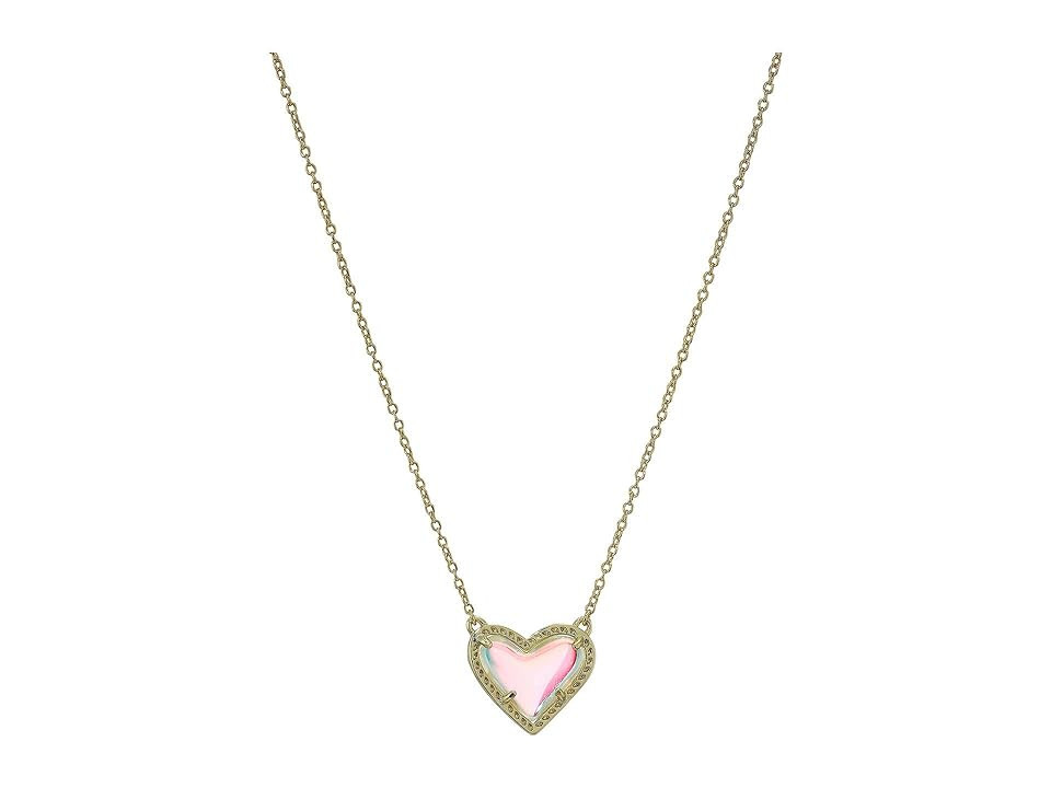 Kendra Scott Ari Heart Short Pendant Women's Necklace Women's Necklace Gold Dichroic Glass | Zappos