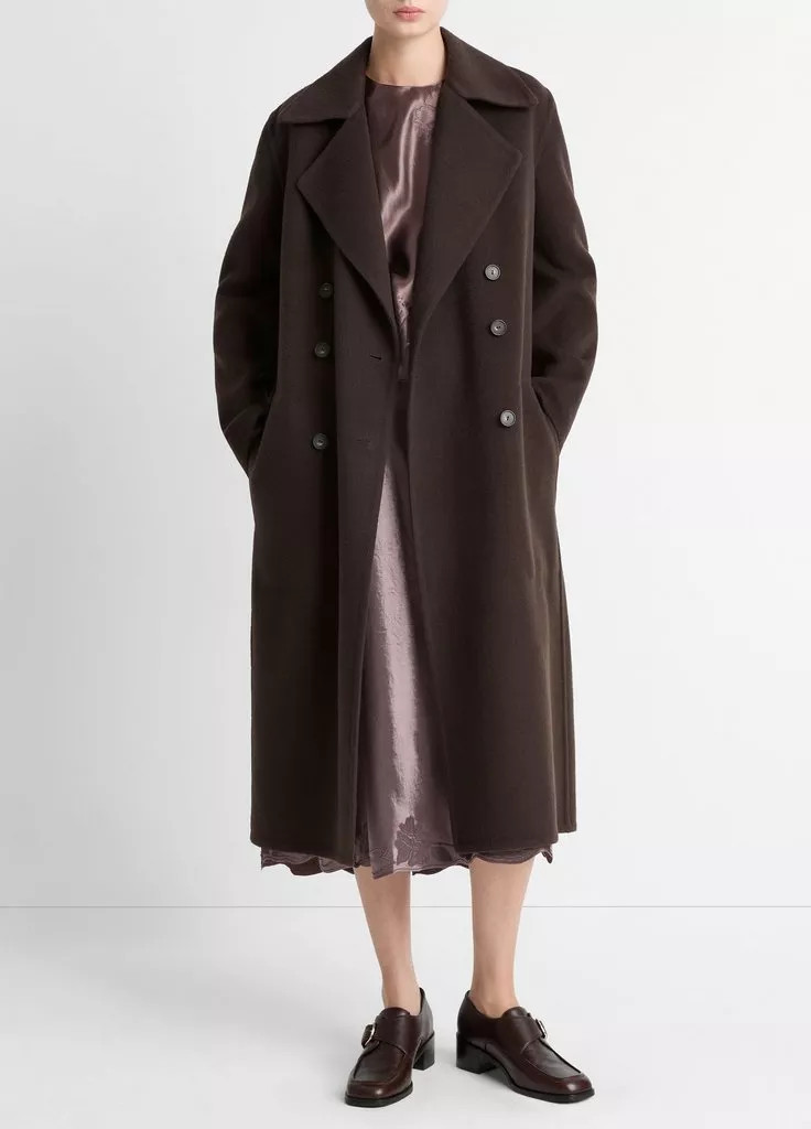 Wool-Blend Double-Breasted Long Coat | Vince LLC