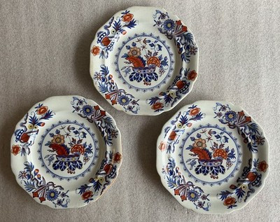 SET 6 ANTIQUE ENGLISH IRONSTONE IMARI STYLE BREAD & BUTTER PLATES TRANSFERWARE | eBay US
