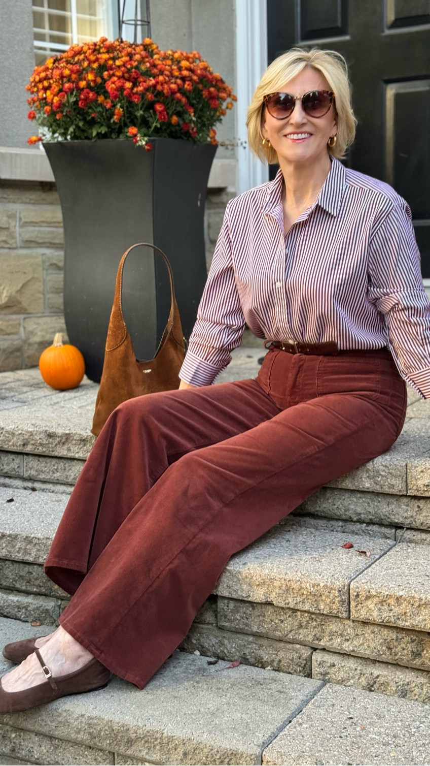 ✨ Effortless chic with a cozy twist ✨
Loving this striped oversized shirt from Spanx paired with burgundy wide-leg corduroy pants — it’s relaxed, flattering, and perfect for days when comfort meets style. Topped off with suede ballet flats, and suddenly the whole outfit feels pulled together without trying too hard.

Soft textures, rich tones, and easy layers — my go-to for a cozy, stylish day. 🤎✨

#LTKOver40 #LTKSeasonal #LTKootd