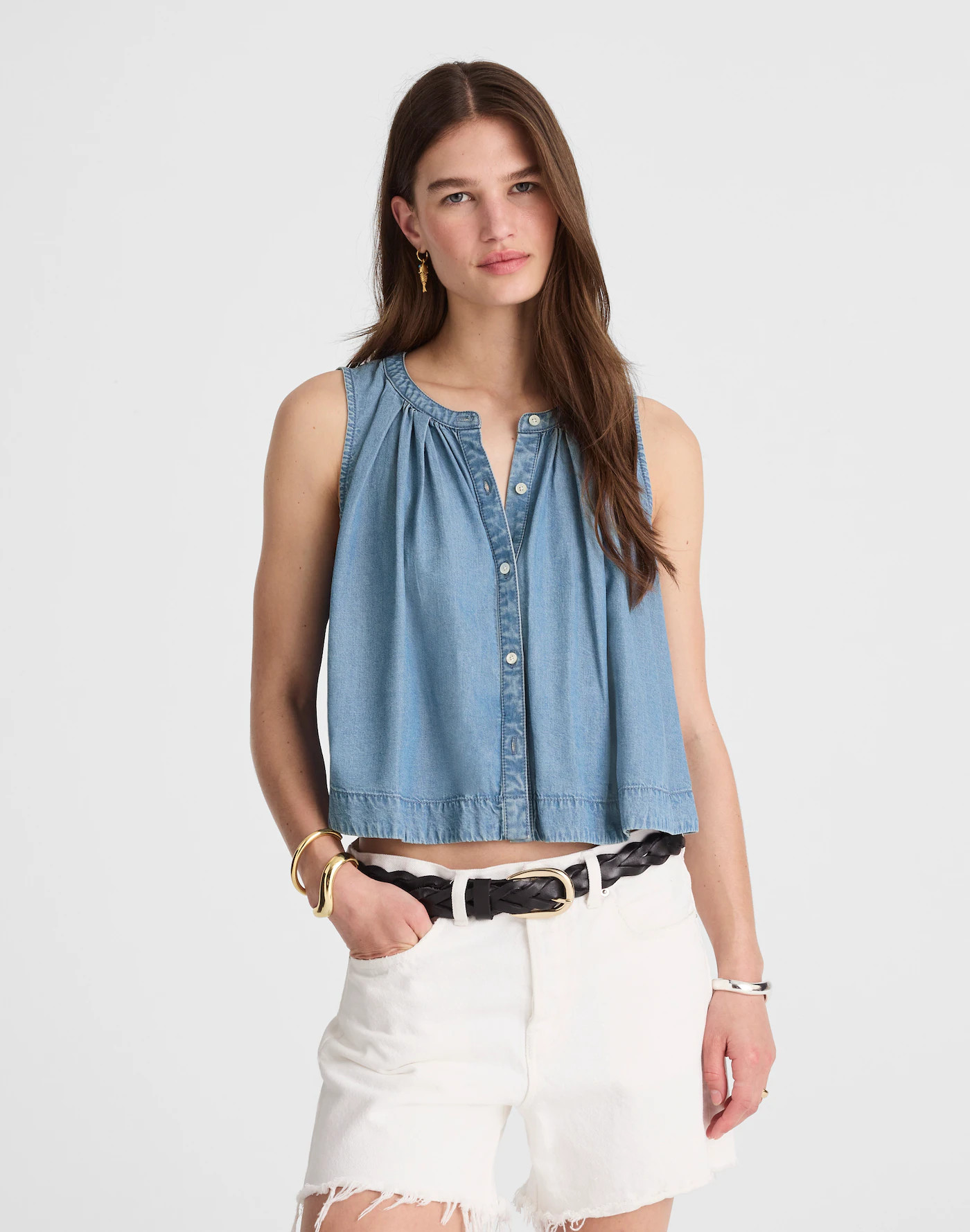 Button-Front Tank in Ashbury Wash: Airy Denim Edition | Madewell