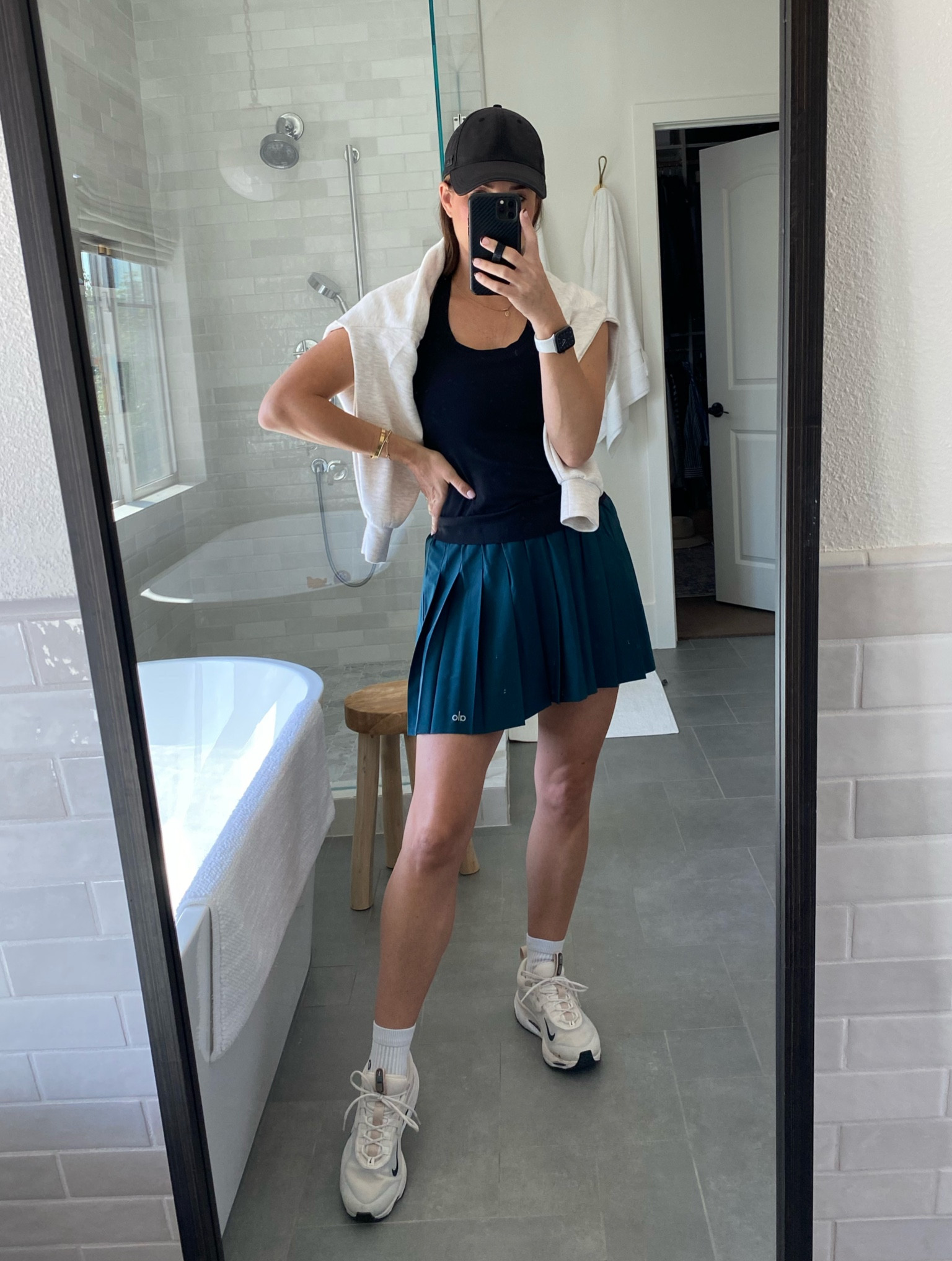 Tennis/workout outfit! Love this skirt (med), Lululemon tank top and my fave pullover! 

#LTKover40 #LTKfitness #LTKshoecrush