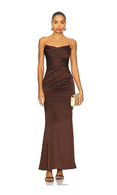 Katie May Taylor Gown in Chocolate Brown from Revolve.com | Revolve Clothing (Global)