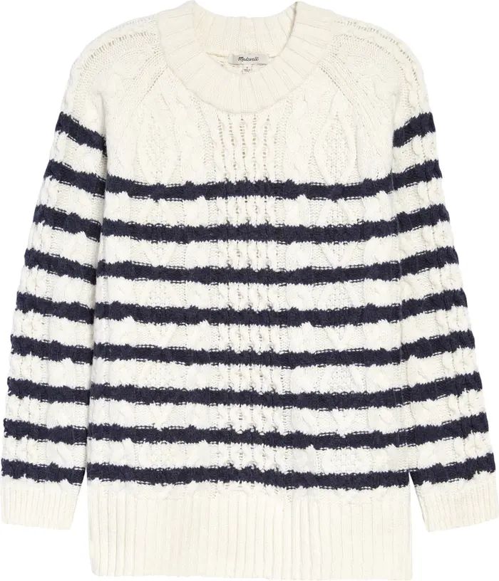 Madewell Linelle Stripe Cableknit Pullover Sweater | Nordstromrack | Nordstrom Rack