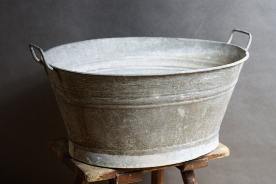 Galvanized Wash Tub Zinc Wash Basin LARGE Garden Planter Rustic Bathroom Decor Retro Laundry Tub ... | Etsy (CAD)