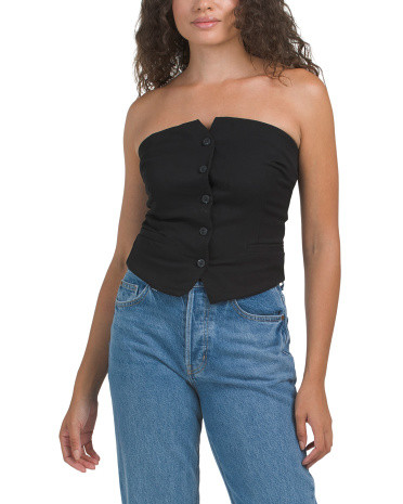 Button Front Strapless Vest Top | TJ Maxx