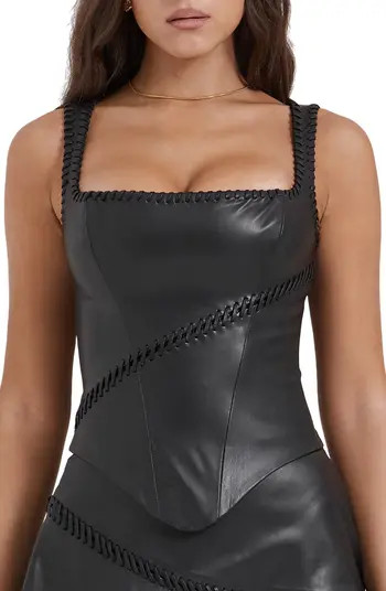 Leonie Whipstitch Faux Leather Corset Top | Nordstrom