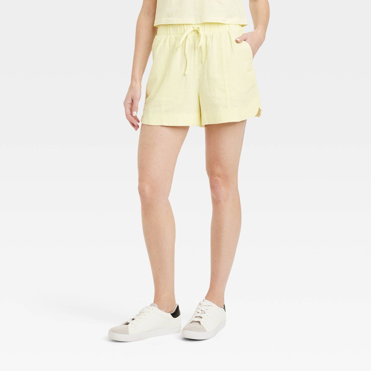 Women's High-Rise Linen Pull-On Shorts - Universal Thread™ Yellow XS | Target