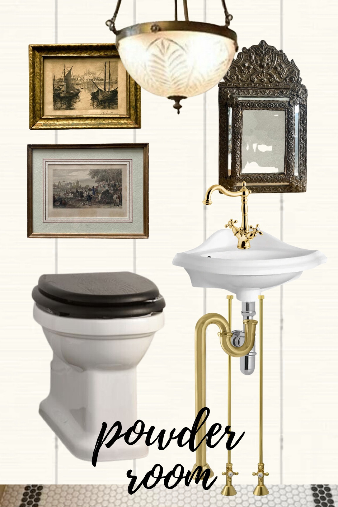 Powder room source links with vintage finds 

#LTKhome