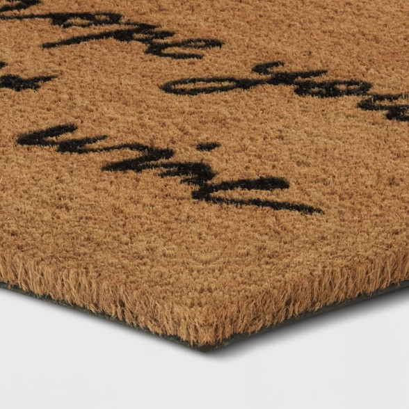 18"X30" Hope You Brought Wine Coir Doormat Tan/Black - Threshold™ | Target