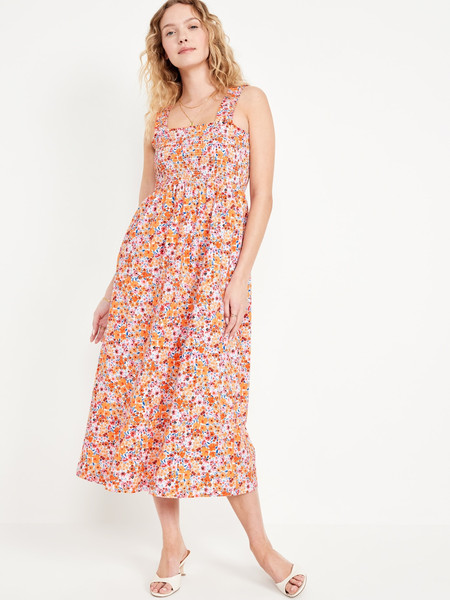 Fit &amp; Flare Smocked Midi Dress | Old Navy (US)