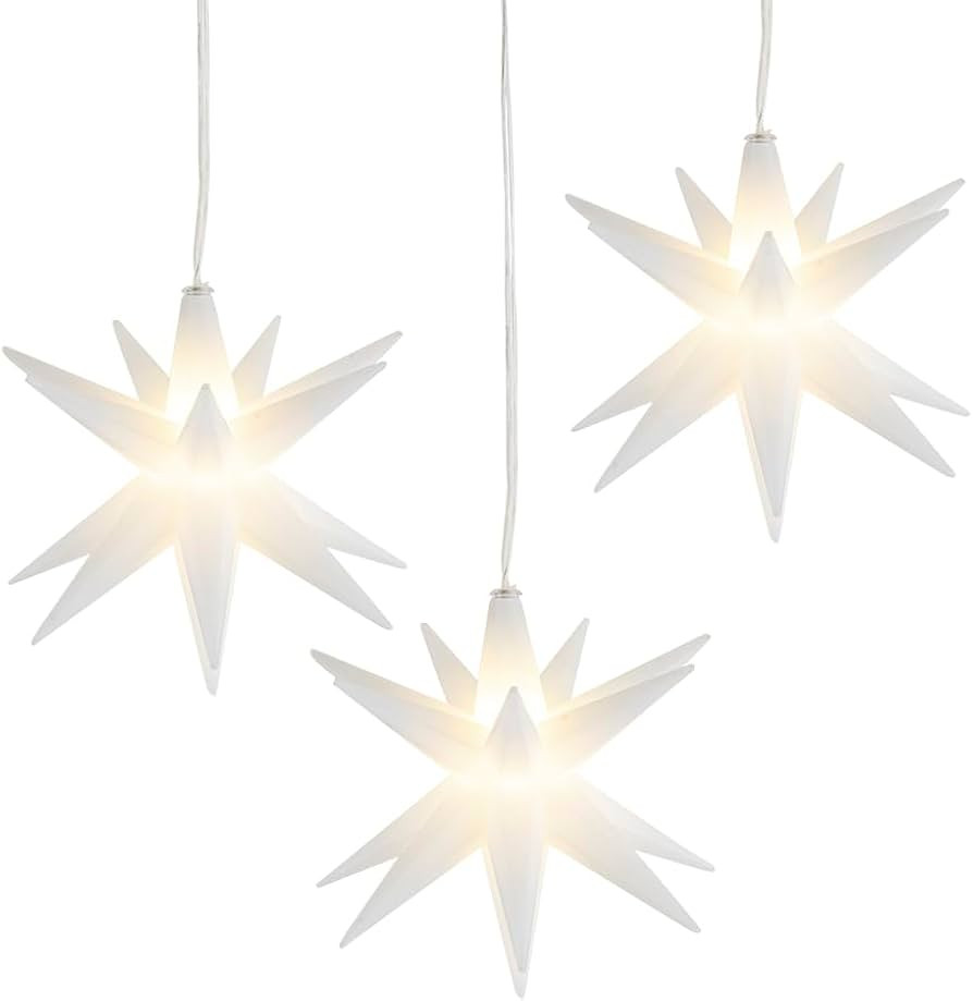 Ideen mit Herz LED Star | Pack of 3 in White | Battery Operated | Diameter 10 cm | Timer Function... | Amazon (DE)