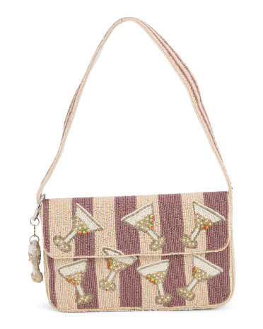 Beaded Margarita Flap Shoulder Bag for Women | Leather | Marshalls