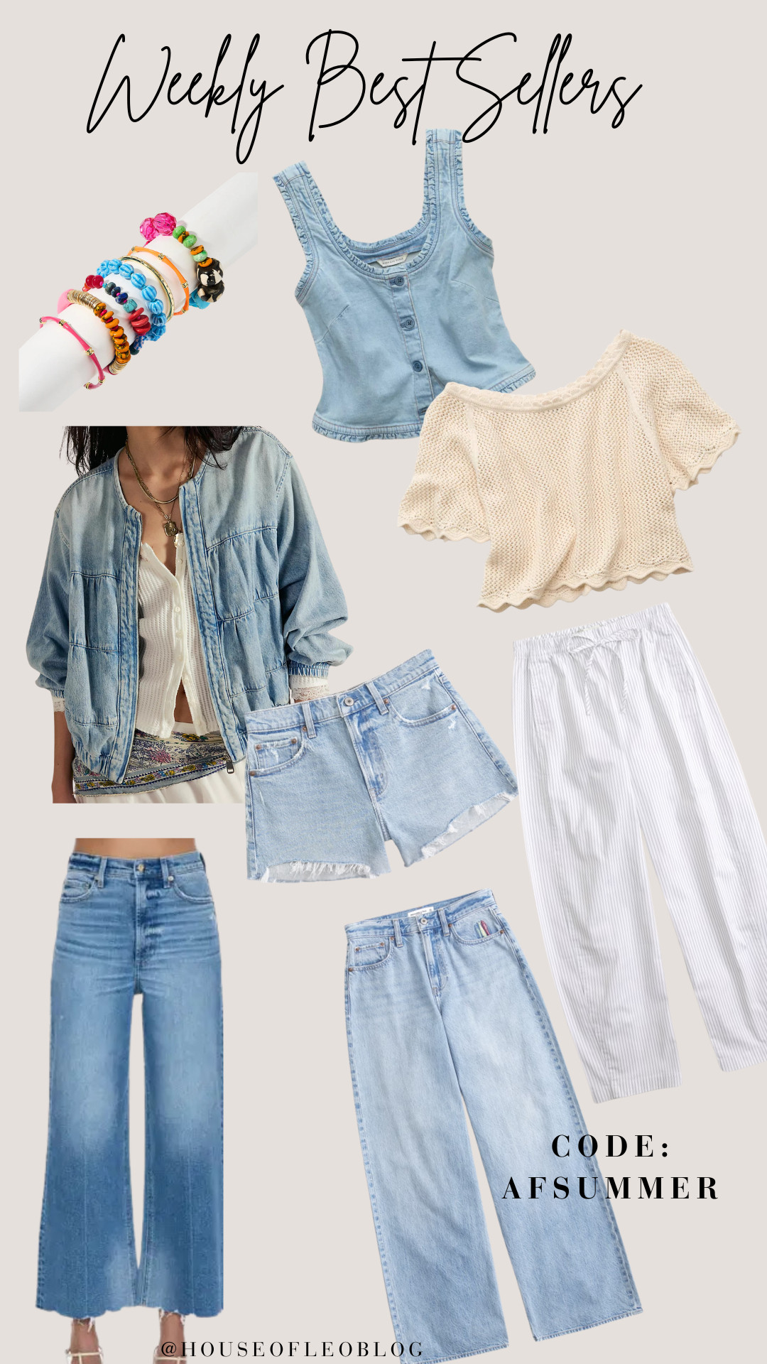 This week's best sellers, lots of denim favorites! Abercrombie denim is still on sale with stackable code AFSUMMER