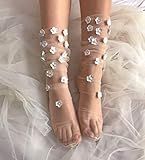 White Symphony Tulle Socks| Floral Embellished Tulle Socks| Sheer Mesh socks|Fancy Bridal Socks| Pre | Amazon (US)