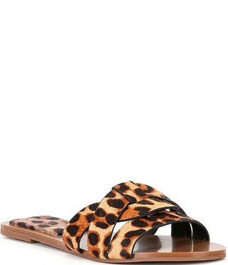 BrodyTwo Leopard Print Calf Hair Slide Sandals | Dillard's