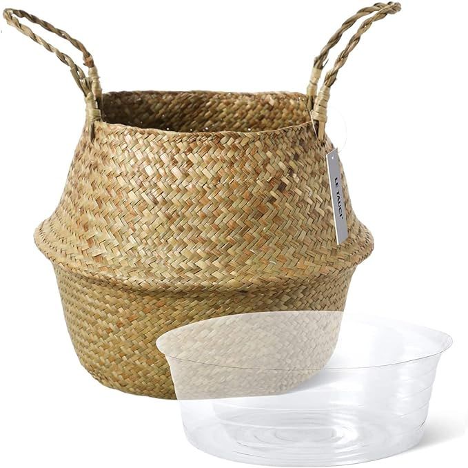 LE TAUCI Plant Basket, Woven Seagrass Belly Baskets Indoor for Pot, Home Boho Decor, Storage Laun... | Amazon (US)