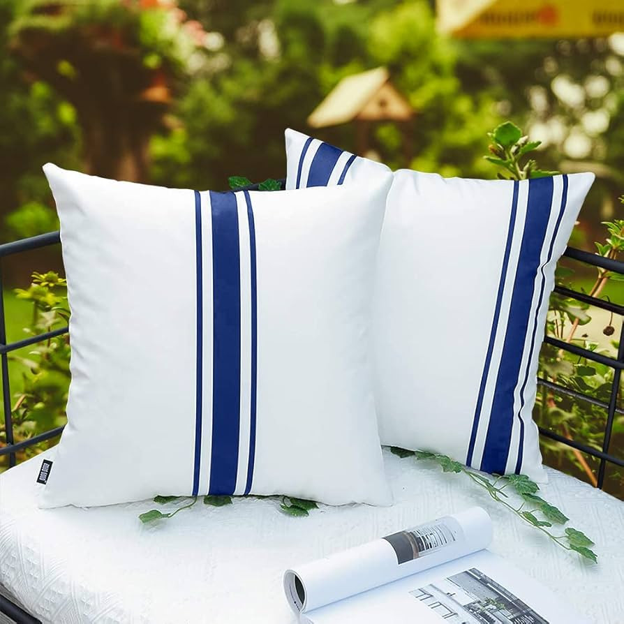JOJOGOGO Navy Blue Outdoor Pillow Covers 18x18 Waterproof Set of 2 Front Porch Decor Patio Outdoo... | Amazon (US)