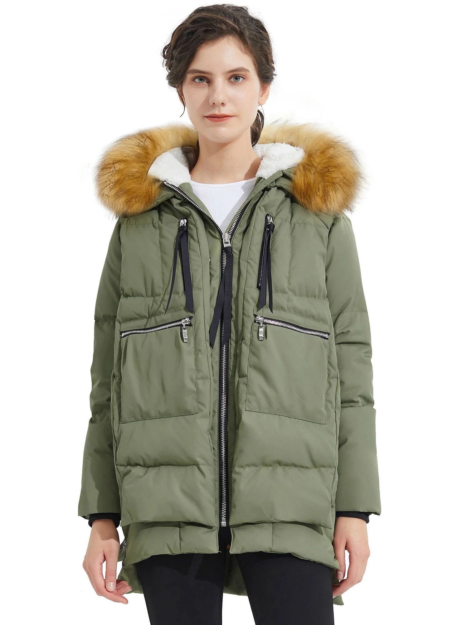 Orolay Women's Thickened Down Jacket Winter Hooded Coat with Faux Fur Trim | Walmart (US)