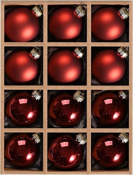 WDS WONDROUS Glass Christmas Hanging Ball Ornaments, Set of 12 Decorative Balls for Xmas Tree Dec... | Amazon (US)