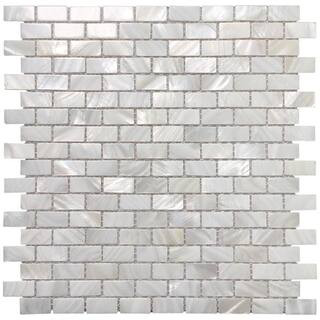 This item: 11.7 in. x 11.5 in. Mother of Pearl Backsplash Mosaic Subway Tile in Natural White (10... | The Home Depot