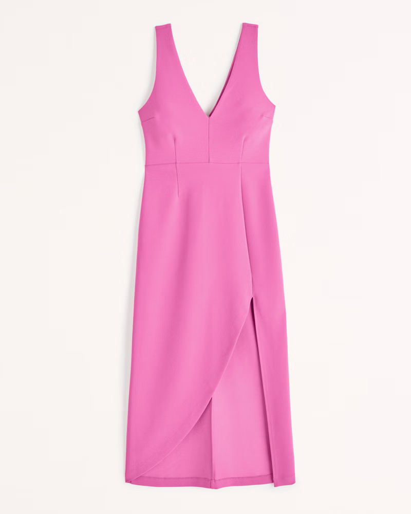 Plunge V-Neck Midi Dress | Abercrombie & Fitch (US)