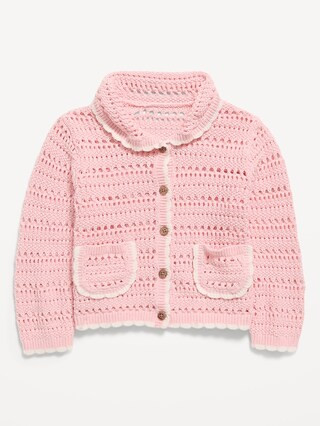 Long-Sleeve Scalloped Trim Cardigan Sweater for Toddler Girls | Old Navy (US)