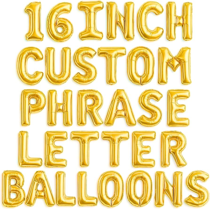 [52pcs] Gold Letter Balloons - 2 Full A-Z Sets For Gold Letter Balloon Banner | Alphabet Ballons ... | Amazon (US)