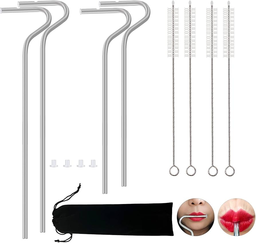 Reusable Anti Wrinkle Straw,No Wrinkle Straws Anti Lip Wrinkle Stainless Steel Straws,Prevent Lip... | Amazon (US)
