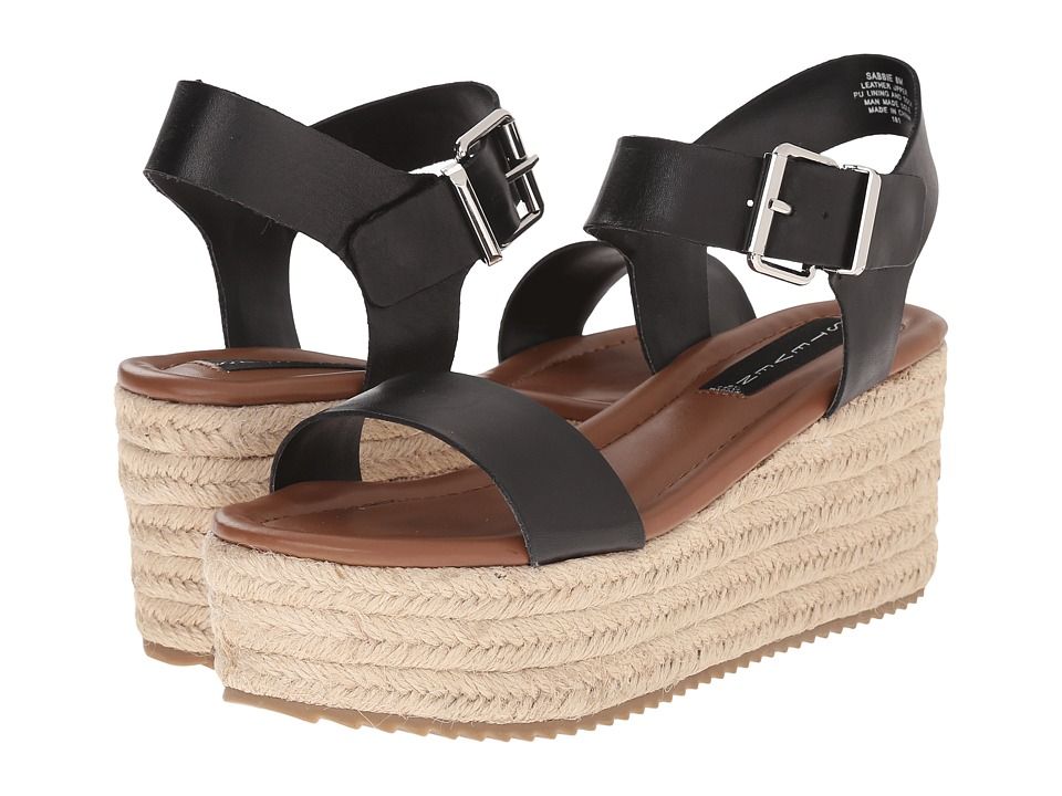 Steven - Sabbie (Black Leather) Women's Sandals | Zappos