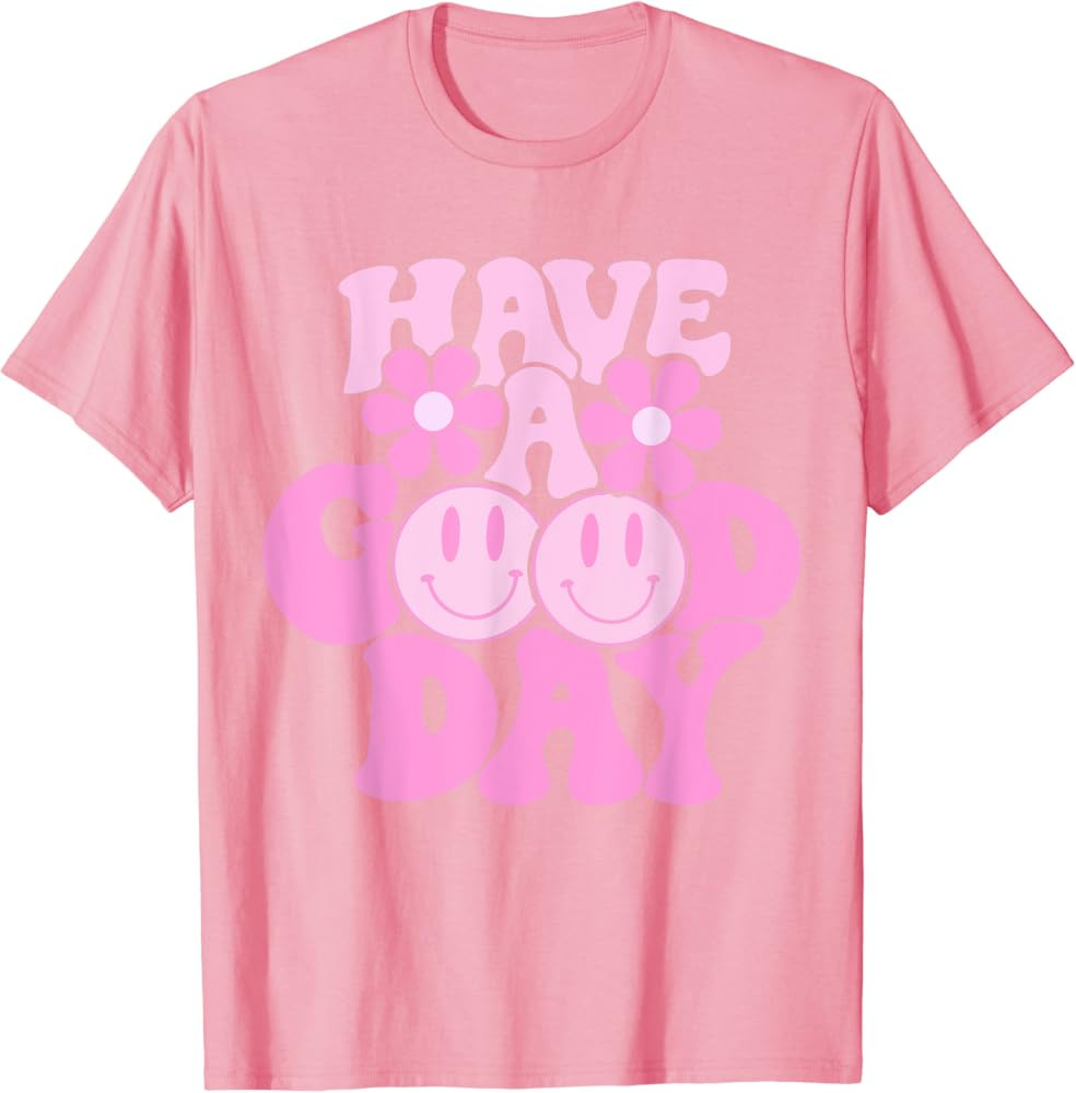 Have A Good Day Pink Smile Face Preppy Aesthetic Trendy T-Shirt | Amazon (US)