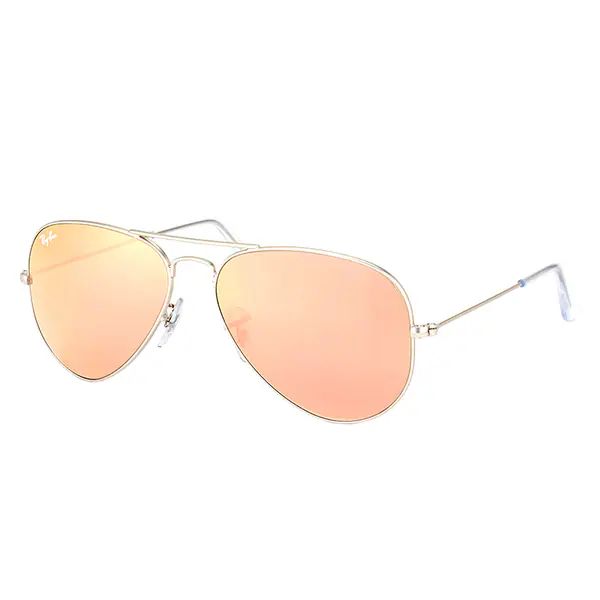 Ray Ban RB 3025 Classic Aviator 019/72 Matte Silver Metal Sunglasses with Brown Mirror Pink Lens 55mm | Bed Bath & Beyond