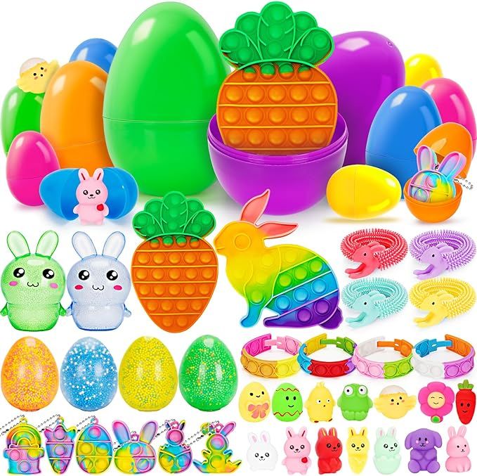 36 Pack Prefilled Easter Eggs with Stress Relief Toys, Bulk Mix 4 Sizes Plastic Easter Eggs with ... | Amazon (US)