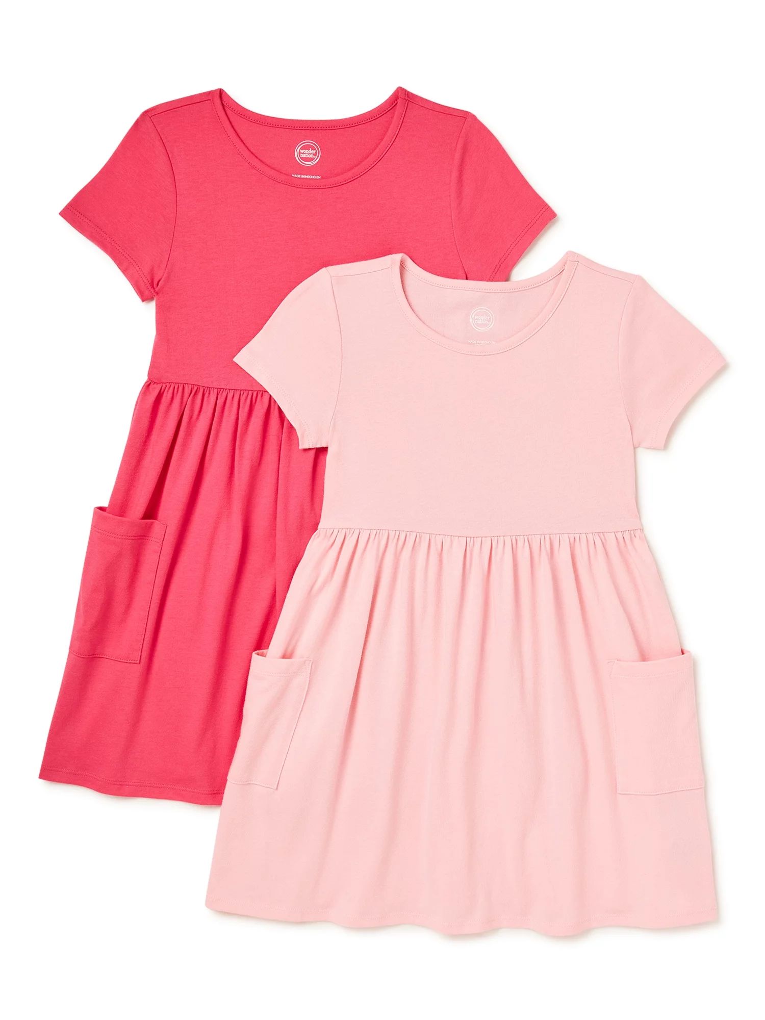 Wonder Nation Girls Short Sleeve Play Dresses, 2-Pack, Sizes 4-18 & Plus | Walmart (US)