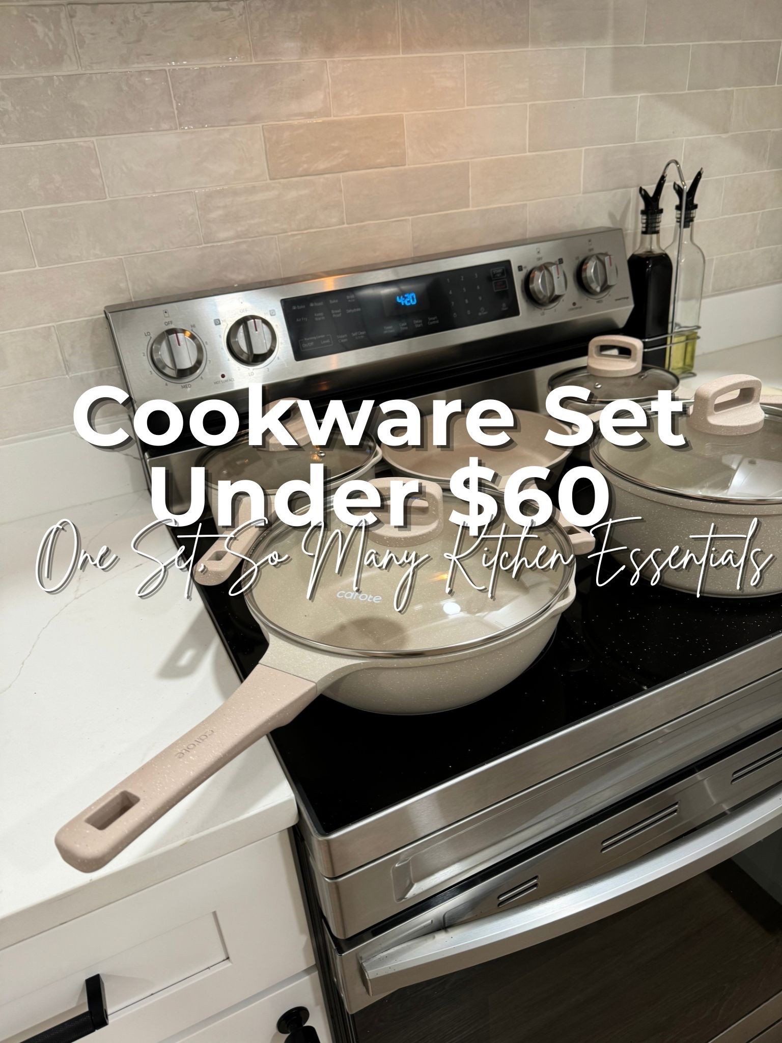 Cooking dinner gets a little more enjoyable when the right pans are already waiting for you. This 24-piece nonstick cookware set covers so many everyday cooking needs, from frying and sautéing to simmering and serving. nonstick cookware set, 24 piece cookware set, kitchen essentials, kitchen gadgets, kitchen must haves, cookware set with detachable handles, dishwasher safe cookware, induction cookware set, nonstick pots and pans, kitchen organization, cooking essentials @Walmart @west elm