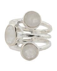 Made In India Sterling Silver Rainbow Moonstone Multi Row Ring | TJ Maxx