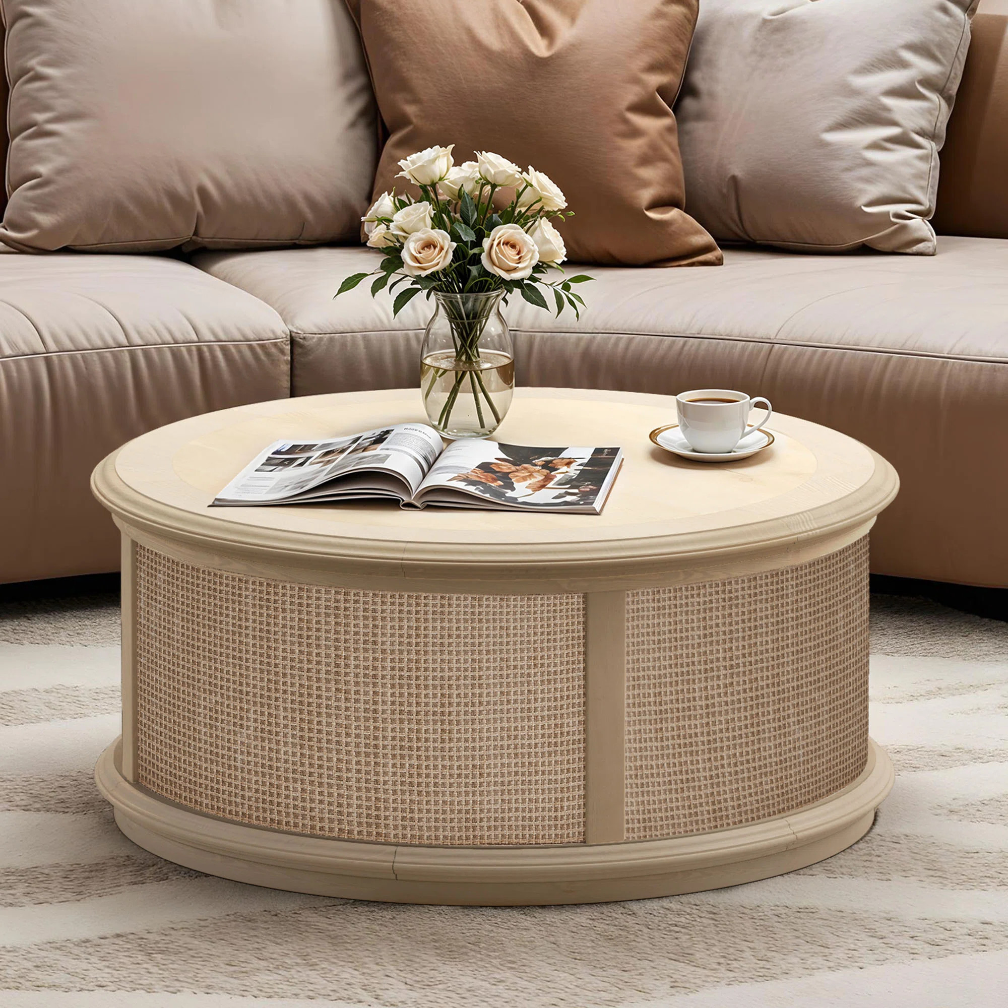 Breeze Rattan Lift-Top Coffee Table – Stylish & Functional Drum Design | Wayfair North America
