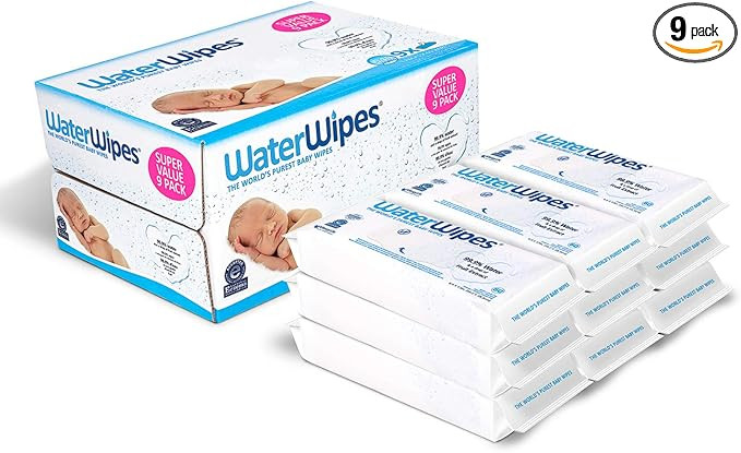 WaterWipes Unscented Baby Wipes, Sensitive and Newborn Skin, 9 Packs (540 Wipes) | Amazon (US)