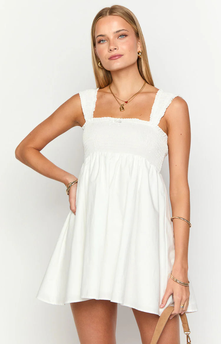 Dekoda White Cap Sleeve Mini Dress | Beginning Boutique (US)